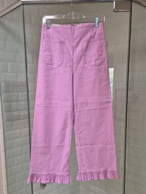 NWT Anthropologie Maeve Colette Pink Pants Bottom Ruffle Sz 28 $130